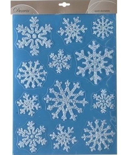 Kerst decoratie raamstickers glitter sneeuwvlokken 30 x 40 cm