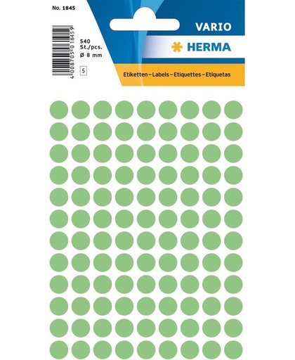 HERMA Universele etiketten Ø 8 mm rond groen papier mat 540 st.