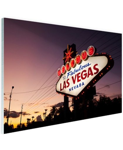 Verlicht Las Vegas welkomsbord Glas 180x120 cm - Foto print op Glas (Plexiglas wanddecoratie)