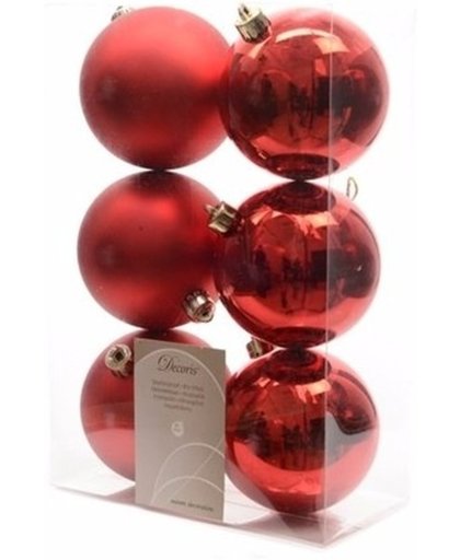 Onbreekbare rode kerstballen - 12 stuks - kerstversiering