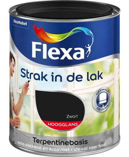 Flexa Strak In De Lak Hoogglans - Zwart - 1,25 liter