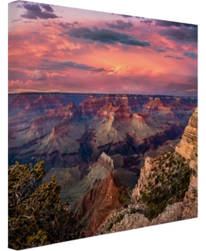 Zonsondergang Grand Canyon Canvas 180x120 cm - Foto print op Canvas schilderij (Wanddecoratie)