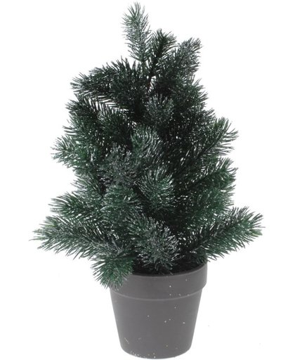 Mini kunst kerstboom 29 cm groen/zilver