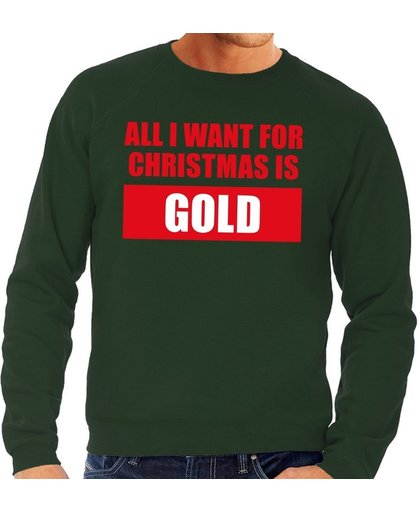 Foute kersttrui / sweater All I Want For Christmas Is Gold groen voor heren - Kersttruien L (52)