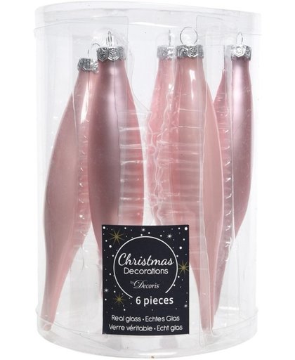 Roze kerstballen pegels glas 15 cm
