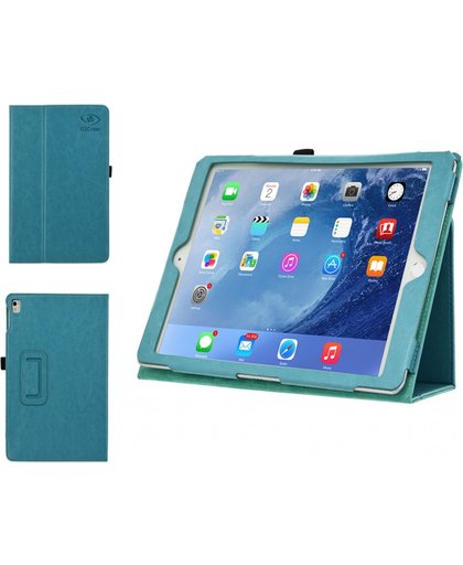 Ipad Air; Stand Smart Case voor uw Apple Ipad Air, Handgemaakt hoesje in business uitvoering, extra luxe, blauw , merk i12Cover