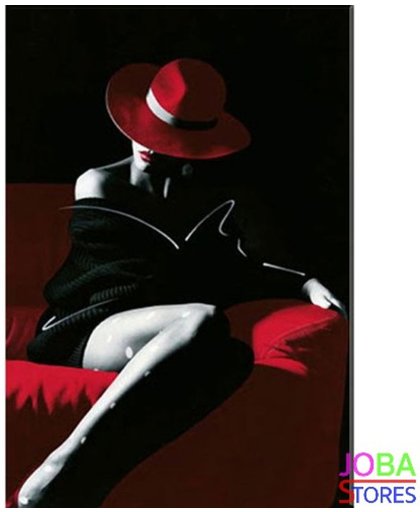 Diamond Painting "JobaStores®" Black/Red Lady  - volledig - 30x40cm