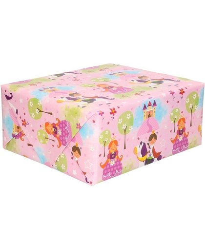 Inpakpapier kinderverjaardag met prinsessen 200 x 70 cm  - cadeaupapier