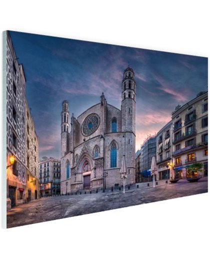 Kerk Santa Maria del Mar in Barcelona Glas 180x120 cm - Foto print op Glas (Plexiglas wanddecoratie)
