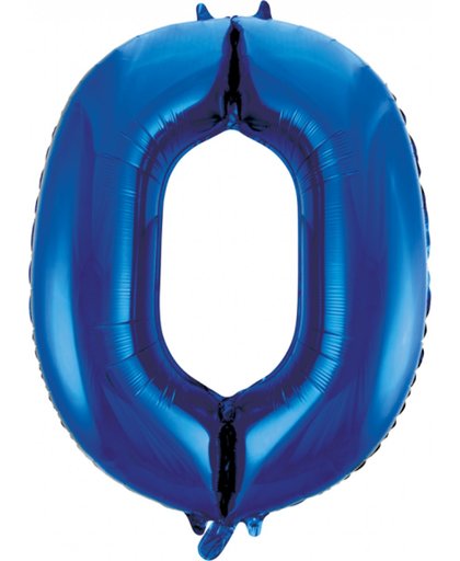 Cijferballon blauw 86 cm nummer 0 professionele kwaliteit