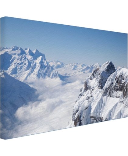 Berglandschap in de winter Canvas 180x120 cm - Foto print op Canvas schilderij (Wanddecoratie)