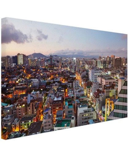 Luchtfoto Gangnam district Seoul Canvas 180x120 cm - Foto print op Canvas schilderij (Wanddecoratie)