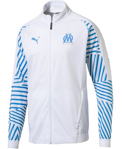 PUMA Olympique de Marseille Stadium Jacket Trainingsjas Heren - Puma White- Bleu Azur