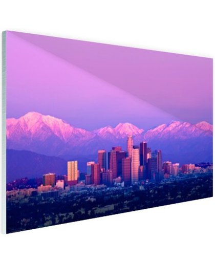 Los Angeles in het paarse avondlicht Glas 180x120 cm - Foto print op Glas (Plexiglas wanddecoratie)