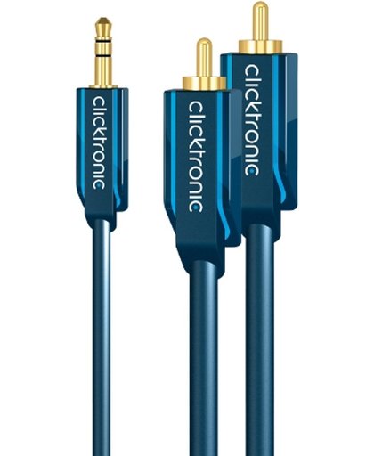 ClickTronic 3m MP3 Adapter audio kabel 3.5mm 2 x RCA Blauw, Goud