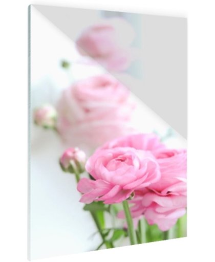 FotoCadeau.nl - Close-up van roze rozen Glas 80x120 cm - Foto print op Glas (Plexiglas wanddecoratie)