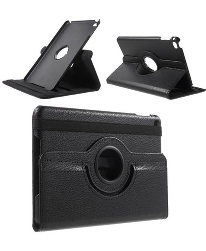GadgetBay Zwarte lederen iPad mini 4 draaibare case hoes