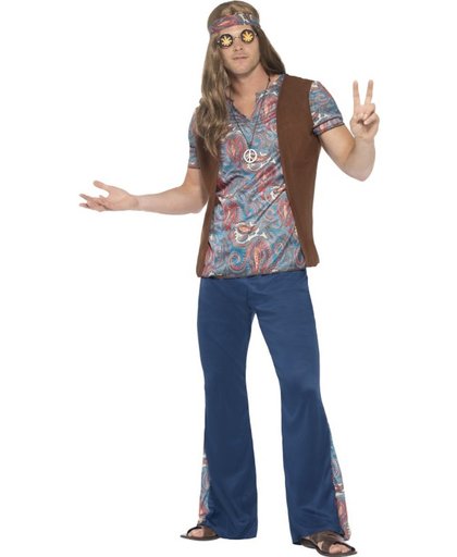 Blauw hippie peace kostuum voor mannen - Verkleedkleding