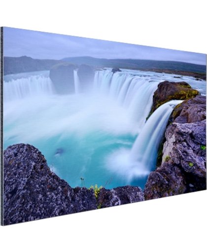 Een grote ronde waterval in IJsland Aluminium 180x120 cm - Foto print op Aluminium (metaal wanddecoratie)