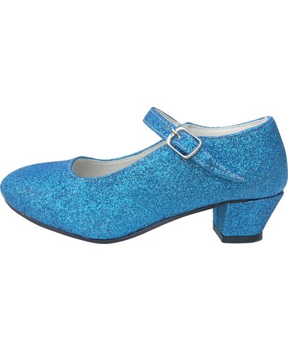 Spaanse Prinsessen schoenen blauw glitter maat 35 (binnenmaat 22,5 cm) bij jurk