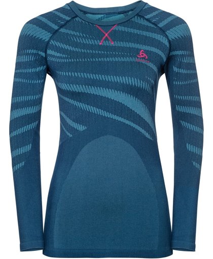 Odlo Performance Blackcomb Top voor Dames  Sportshirt - Maat L  - Vrouwen - blauw/roze