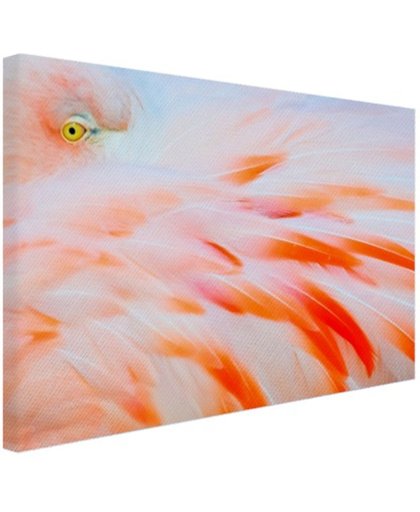 FotoCadeau.nl - Zachtroze flamingo veren Canvas 60x40 cm - Foto print op Canvas schilderij (Wanddecoratie)