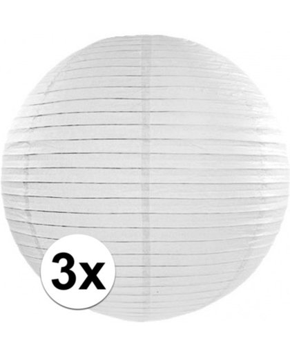 3x Luxe witte bol lampionnen van 35 cm