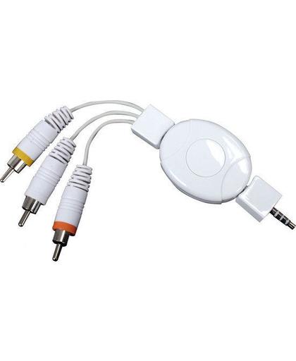 Konig oprolbare kabel voor de iPod Classic (3.5mm - 3x RCA)