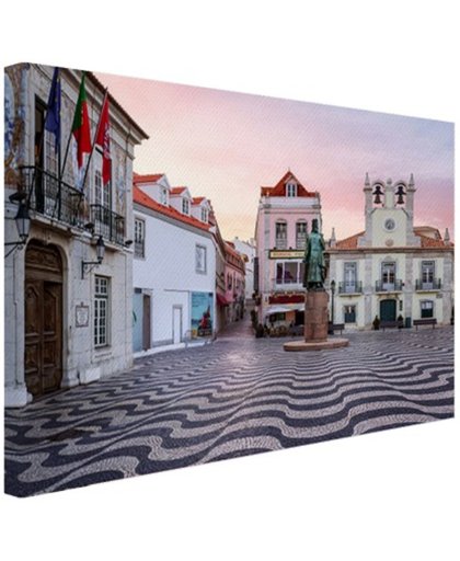 Stadsplein Lissabon Canvas 180x120 cm - Foto print op Canvas schilderij (Wanddecoratie)