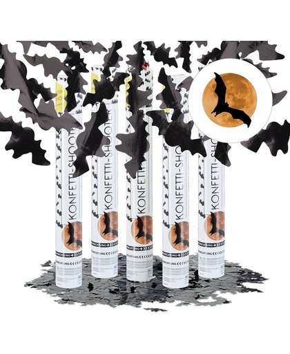 relaxdays 5 x confetti kanon Halloween - vleermuis confettishooter zwart - partypopper