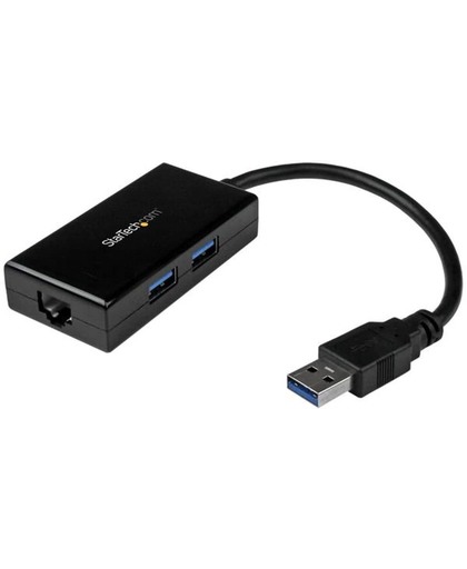 USB 3.0 naar gigabit netwerk adapter met ingebouwde 2-poorts USB hub