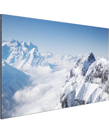 Berglandschap in de winter Aluminium 180x120 cm - Foto print op Aluminium (metaal wanddecoratie)