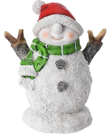 Sneeuwpop beeldje met shawl 10 cm