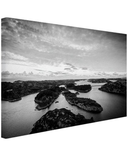 FotoCadeau.nl - Noordzee eilanden zwart-wit foto Canvas 60x40 cm - Foto print op Canvas schilderij (Wanddecoratie)
