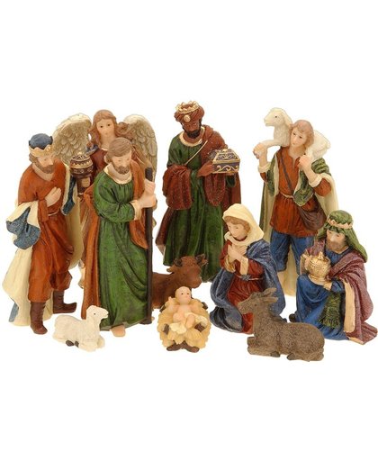 Kerststal figuren 11-delig - kerstgroep - polystone