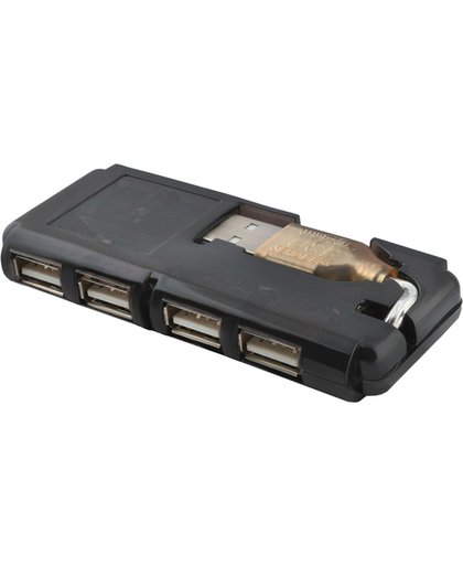 4 poorts Slim HUB USB 2.0 - USB Verdeler splitter - 480Mbps - Zwart