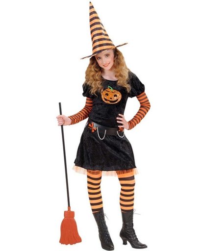 Zwart en oranje heks kostuum voor kinderen - Verkleedkleding