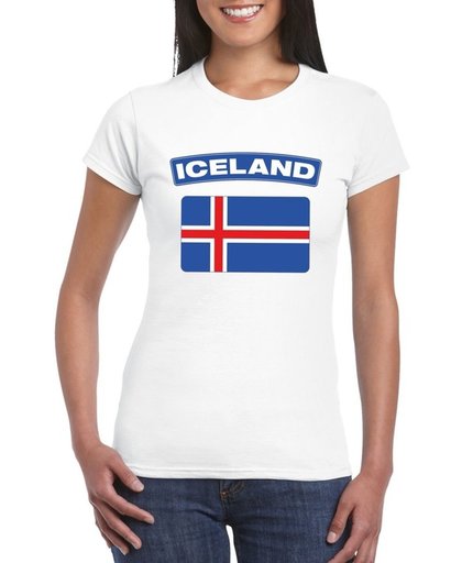 IJsland t-shirt met IJslandse vlag wit dames M