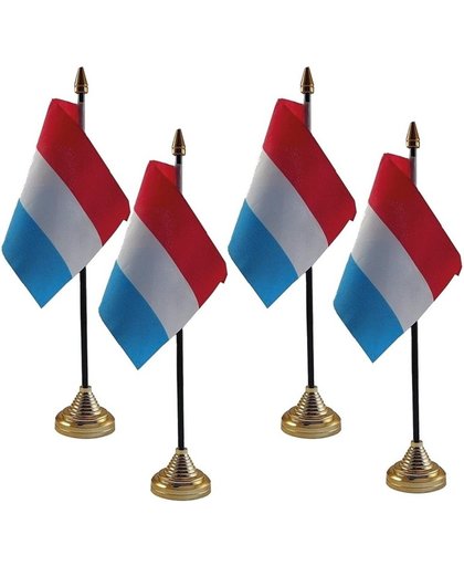 4x Nederland tafelvlaggetjes 10 x 15 cm met standaard