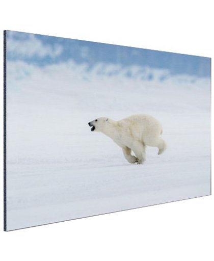 Ijsbeer bij bevroren zeeijs Aluminium 120x80 cm - Foto print op Aluminium (metaal wanddecoratie)