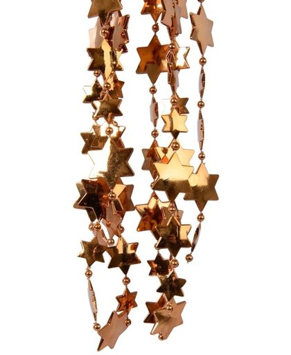 Koper bruine kerstversiering ster kralenslinger 270 cm - kerstslinger
