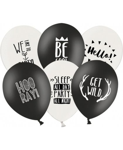 Feestballonnen zwart en wit 12 stuks