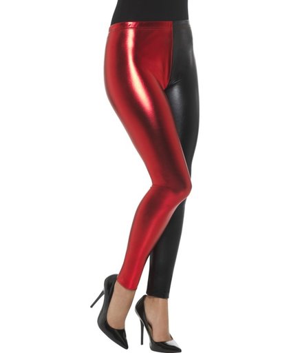 Zwarte en rode metallic legging voor vrouwen