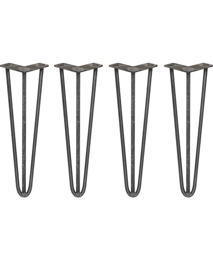 4 x 40cm Hairpin retro pootjes tafelpoten pinpoten - 3 Ledig - 12mm - Raw Steel