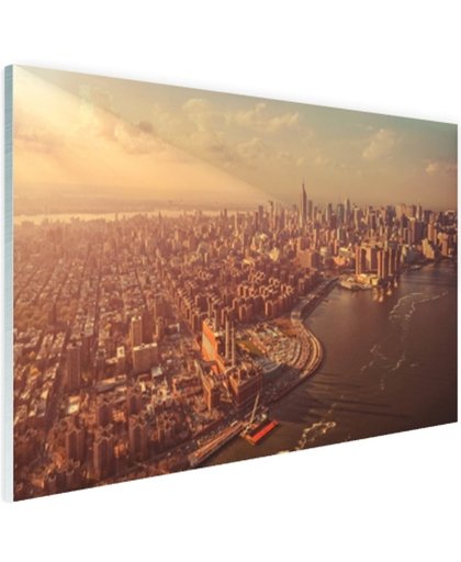 Vogelvlucht over Manhattan Glas 180x120 cm - Foto print op Glas (Plexiglas wanddecoratie)