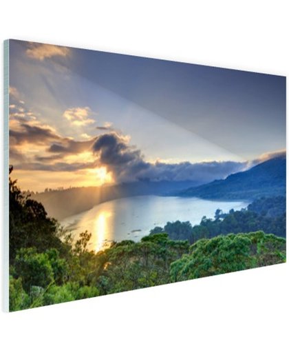 Uitzicht over bergen en meren Azie Glas 180x120 cm - Foto print op Glas (Plexiglas wanddecoratie)