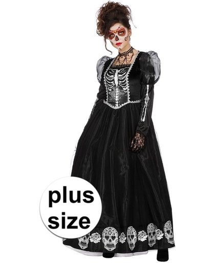 Halloween - Grote maat Day of the Dead halloween gothic jurk voor dames 44 (2XL)