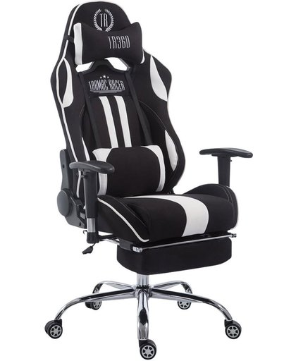 Clp Racing bureaustoel stof LIMIT XL, gaming stoel, max. belasting 150 kg, stoffen bekleding, - zwart/wit met voetsteun