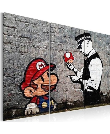 Schilderij - Super Mario Mushroom Cop - Banksy 3luik