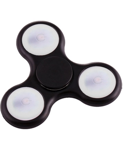 Glowing Fidget Spinner Toy Tri-Spinner Stress rooducer Anti-Anxiety Toy met RGB LED licht voor Children en Adults, 1.5 Minutes Rotation Time, Big Steel Beads Bearing(zwart)
